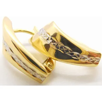 Náušnice Klenoty Budín Zlaté gravírované náušnice z bílého a žlutého zlata 585/1,42gr HK2148 (Klenoty Budín Zlaté gravírované náušnice z bílého a žlutého zlata 585/1,42gr HK2148)