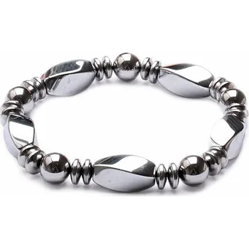 Náramek Hematit náramek z tvarovaných korálků obvod cca 19 až 24 cm