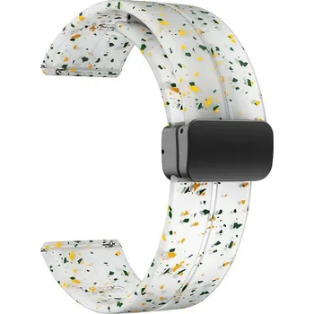 eses Silikonový řemínek s magnetickou přezkou 20 mm - Vzorovaný Art, bílý