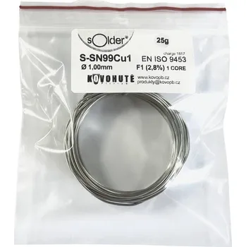 Příslušenství ke svářečce Bezolovnatá pájka Kovohutě Příbram 1.0mm 25g (Sn99Cu1)