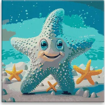 Malování podle čísel - Mořská hvězdice - 40x40 cm, bez dřevěného rámu - CZ výroba