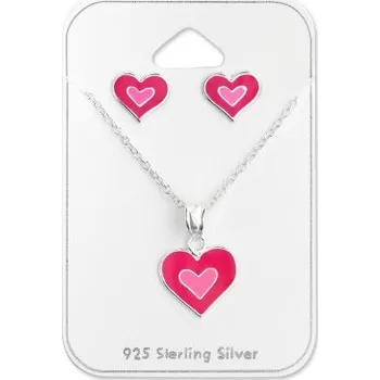 Souprava šperků For Silver SOUPRAVA RŮŽOVÉ SRDCE - STŘÍBRO 925