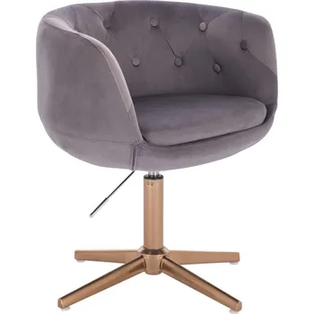 LuxuryForm DESIGN Křeslo MONTANA VELUR na zlatém kříži - šedé