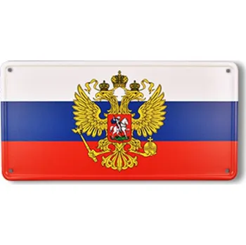 Plechová cedule Cedule plechová Promex vlajka Rusko se znakem - barevná