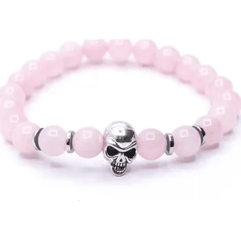 Náramek Milujeme Kameny Růženín s korálkem lebky - náramek kulička NLK185 339276