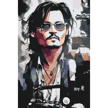 Malování podle čísel - Johny Depp Velikost: 40x60cm, Rámování: Pouze srolované plátno