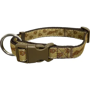 Obojek pro psa BAFPET Popruhové obojky TLAPKY BAF Barva: Hnědá, Rozměr: 25mm x 40-66cm 18102TB