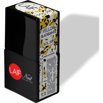 Umělé nehty Laif Gel lak třpytivý SOL - 209 Yellow, black and white 10 ml
