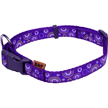Obojek pro psa BAFPET Popruhový obojek KROUŽKY Barva: Fialová, Rozměr: 20mm x 38-60cm 18101KR