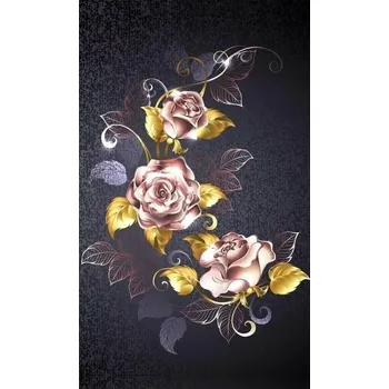 Diamantové malování Diamantové malování - Růže se zlatými listy - č. 531 65x85 cm