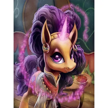 Diamantové malování Diamantové malování - Fialový jednorožec - č. 259 30x40 cm