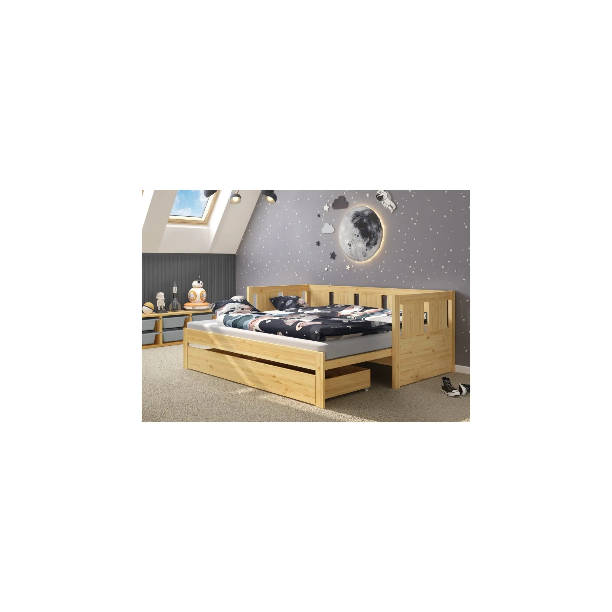 Fotografie 1 - Dětská postel Rozkládací postel Relax 90-180 x 200 cm borovice