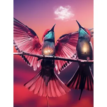 Diamantové malování Diamantové malování - Kolibříci na větvi - č. 759 35x45 cm