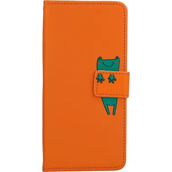 Pouzdro na mobilní telefon Pouzdro Xiaomi Redmi Note 12 Pro+ 5G knížkové oranžové s žabkou (kryt neboli obal na Xiaomi Redmi Note 12 Pro+ 5G)
