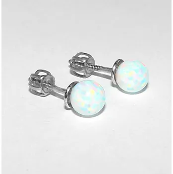 Náušnice Stříbrné náušnice bílý opál - NŠ1183m (Stříbrné náušnice s opálem 6 mm)