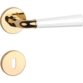 Dveřní kování ASM - MARIGOLD 2 - R 7S rozety BB, klika/klika OLV/WS - Mosaz leštěná lakovaná / bílá matná