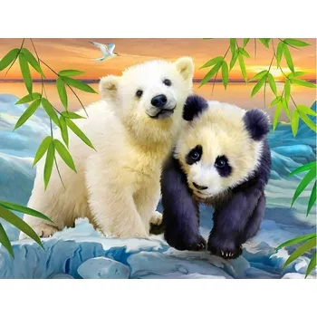 Diamantové malování Diamantové malování - Panda s ledním medviďatem - č. 464 40x50 cm