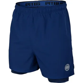 PitBull West Coast - Pánské Šortky PERFORMANCE MESH modro/tmavě modrý melír S