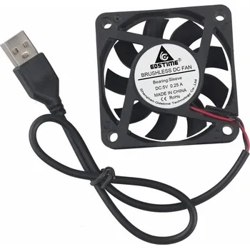 Domácí ventilátor Ventilátor 60x60x15mm, 5V DC s USB konektorem