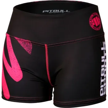 Dámské kraťasy PitBull West Coast - dámské kompresní fitness šortky PB ZIG ZAG růžové XS