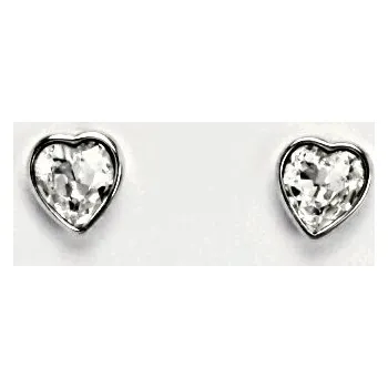 Náušnice Stříbrné náušnice srdíčko Swarovski čiré - NŠ1315 (Stříbrné náušnice Swarovski na šroubek)