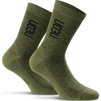 Pánské ponožky NEON Cyklistické ponožky klasické - NEON 3D - zelená/černá 39-42