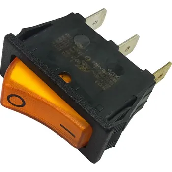 vypínač Vypínač kolébkový jendopólový, 250V / 10A, WSJ 7104L, oranžová ON-OFF, FASTON