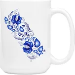 Nákupní taška unisex s potiskem Ornament folklór, modrotisk