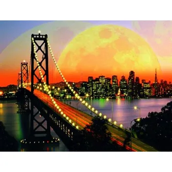 Diamantové malování Diamantové malování - Osvicený most v západu slunce - č. 730 40x60 cm