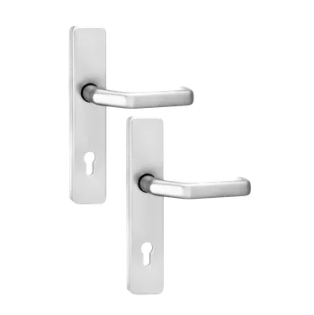 Dveřní kování FKS Klika/klika 52A/1200, hranatý štítek, PZ92, bez montážního materiálu - F9 ocel