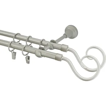 Garnýž Garnýž kovová 380 cm dvouřadá - dvojitá 16 hák double matná stříbrná