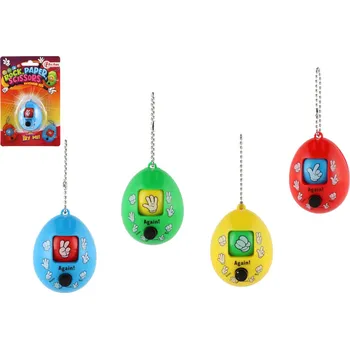 Teddies Přívěsek/klíčenka vejce hra kámen, nůžky, papír plast 5cm 4 barvy na kartě Barvy: modrá
