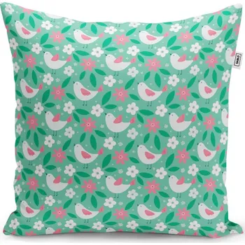 Polštář Sablio Polštář Květiny a ptáčci - 40x40 cm