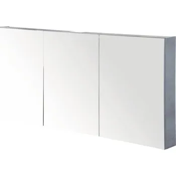 Koupelnový nábytek Zrcadlová skříňka bez osvětlení Sanox 140 x 13 x 65 cm beton antracitově šedá 3 dvířka