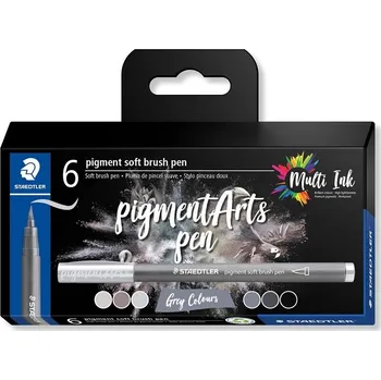 Fix STAEDTLER štětcový pigmentový Arts Pen, 6ks šedé