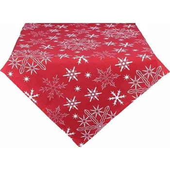Stolování DekorTextil Vánoční ubrus bavlněný Snow - červený ROZMĚR: 120 x 140 cm