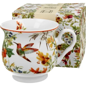 DUO Gifts DG - Porcelánový retro hrnek LINNEA, ptáček Kolibřík v dárkové krabičce - 480 ml