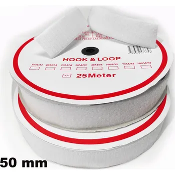 Zip Pásek na suchý zip našívací Háček a Smyčka set bílý 50 mm x 25 bm