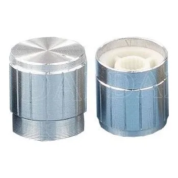 vypínač Přístrojový knoflík 18T 15x17mm, hřídel 6mm stříbrný