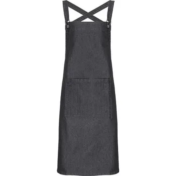 Kuchyňská zástěra Zástěra Cross Back Barista Bib Apron Barva textilu: Černý denim