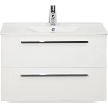 Koupelnový nábytek Koupelnový nábytkový set Seville 80 cm s keramickým umyvadlem Model 1 bílá vysoce lesklá