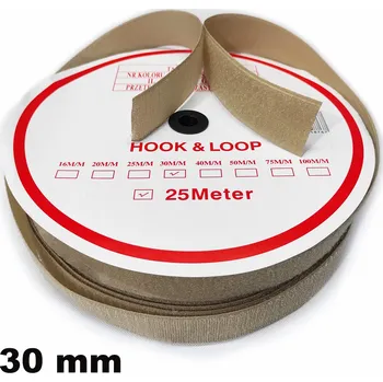 Zip Pásek na suchý zip Háček a Smyčka set, barva béžová 30 mm balení 25 m