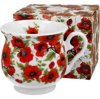 DUO Gifts DG - Porcelánový retro hrnek LINA, VLČÍ MÁK v dárkové krabičce - 480 ml