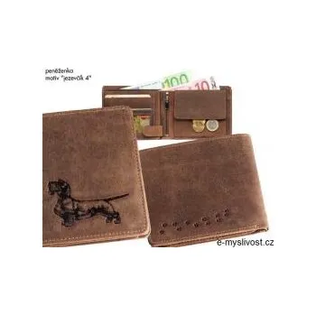 Peněženka E-myslivost Kožená myslivecká peněženka - motiv Jezevčík