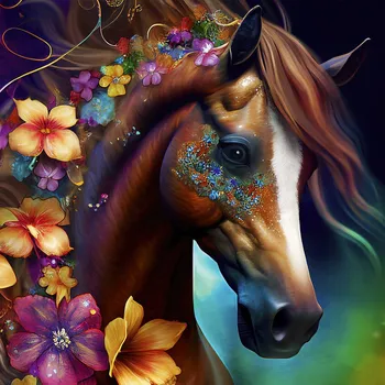Diamantové malování Diamantové malování - Květinový kůň č. 1081