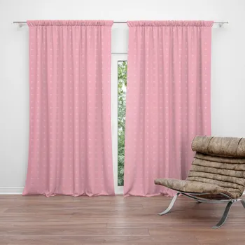 Závěs Sablio Závěs Bílé čárky na růžové: 2ks 140x250cm