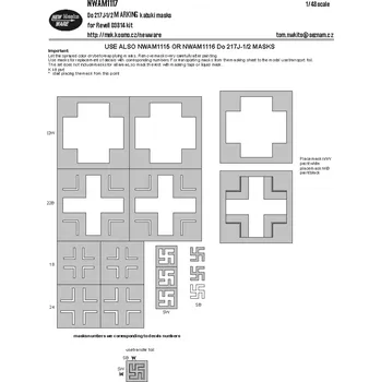 Plastikový model New Ware 1/48 Mask Do 217J-1/2 MARKING (REV 03814)