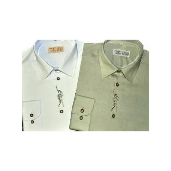 Pánská košile Luko Myslivecká košile - výšivka alpská protěž - světle zelená - Barva Světle zelená, Velikost 52