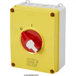 Vačkový vypínač 3-pólový 63A IP66/IP67/IP69 nástěnný, nouzový, plastová krabice, červené tlačítko GW70437P Gewiss