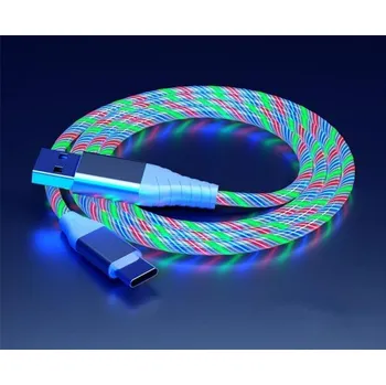 Datový kabel POČÍTÁRNA USB-USC-C rychlo nabíječka s LED podsvícením 1m - multicolor